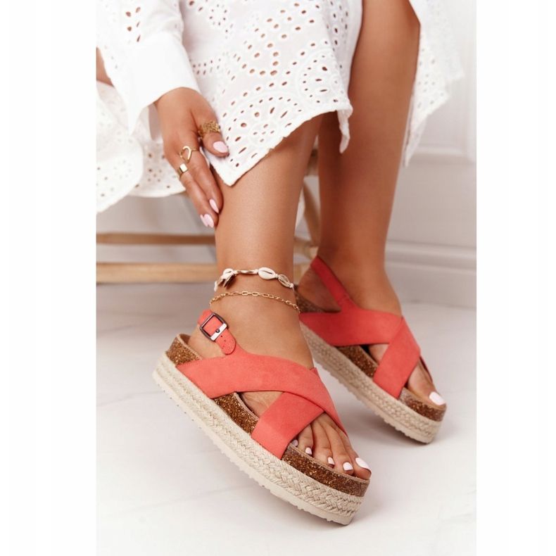 Sandali Sulla Piattaforma Di Sughero Big Star FF274A129 Koral beige rosso 2