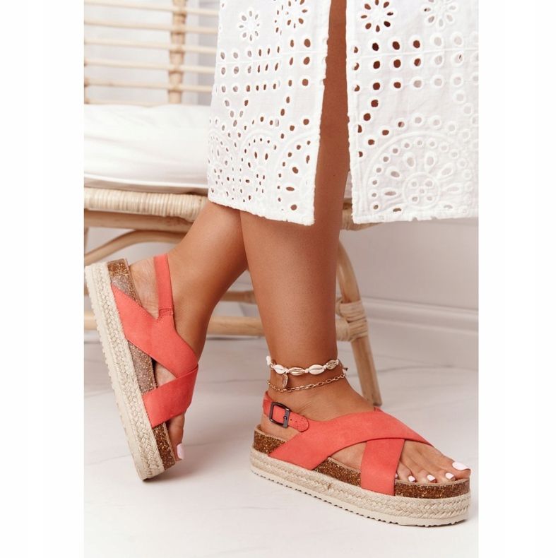 Sandali Sulla Piattaforma Di Sughero Big Star FF274A129 Koral beige rosso 1