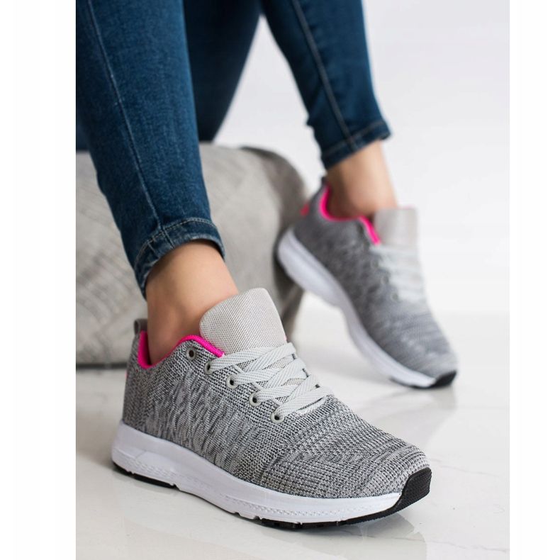 SHELOVET Sneakers leggere con lacci grigio 2