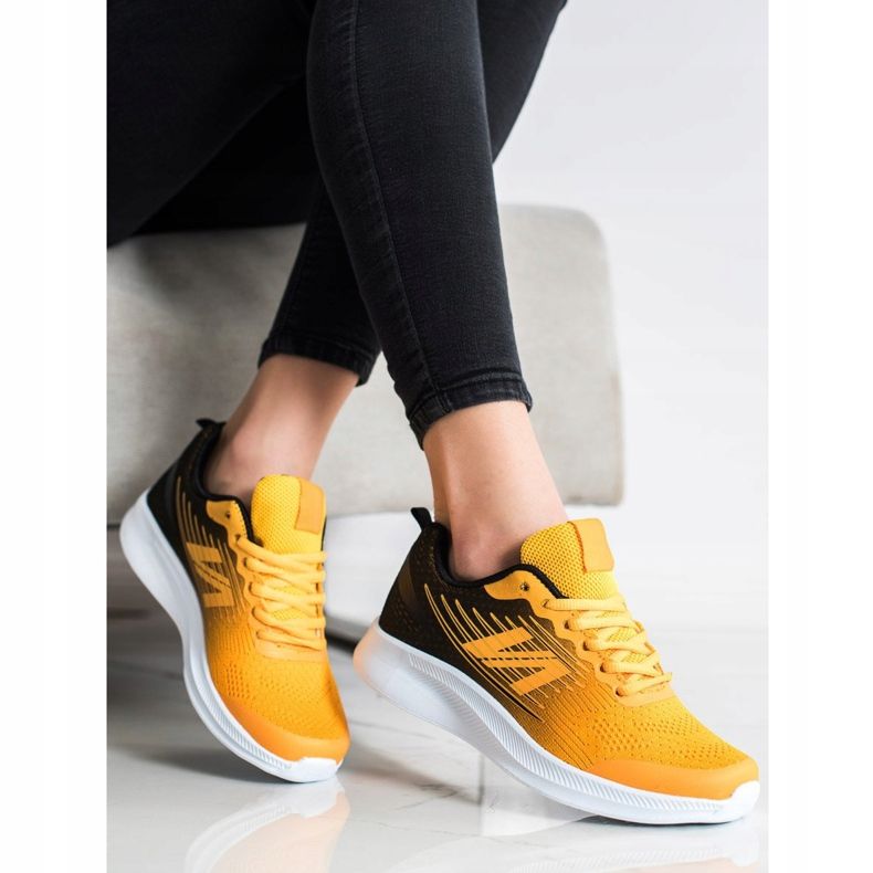 SHELOVET Sneakers in tessuto leggero nero giallo 2
