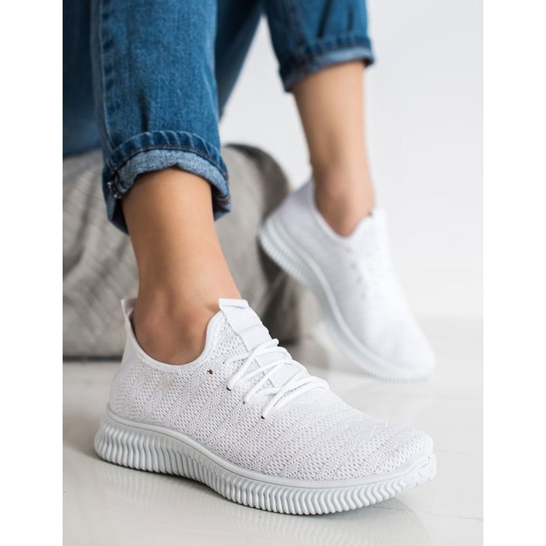 SHELOVET Scarpe sportive in tessuto leggero bianca 2