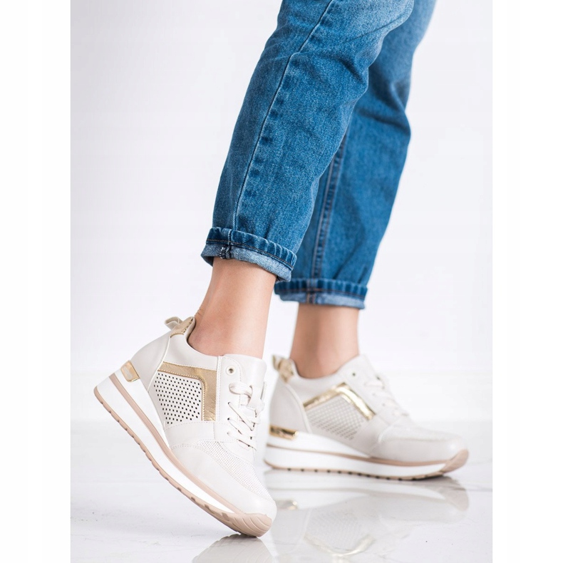 SHELOVET Sneakers Alla Moda Con Glitter beige 1