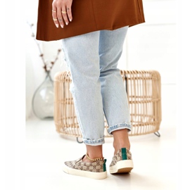 Sneakers da donna con logo Slip-On Khaki Challenge beige marrone 2