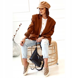 Sneakers da donna con logo Slip-On Khaki Challenge beige marrone 5