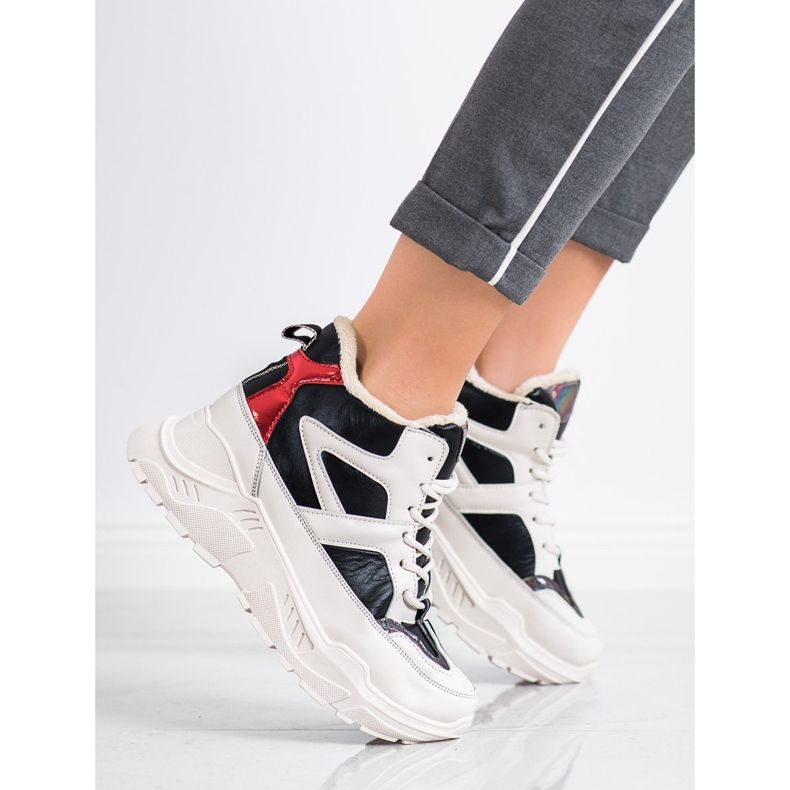 Seastar Stivaletti alla moda sportiva bianco nero rosso 1
