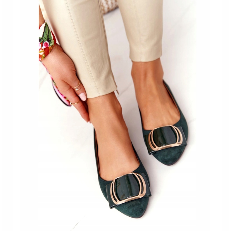 Ballerine in camoscio con fibbia Sergio Leone BL623 ​​​​Green verde d'oro 1
