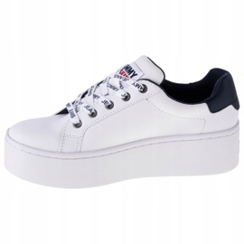Tommy Hilfiger Iconic Leather Flatform scarpe in EN0EN01113-YBR bianco blu navy 1