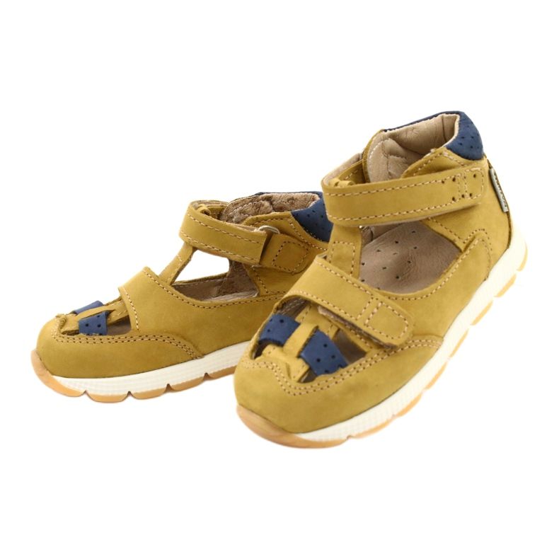 Sandali per ragazzi in pelle per velcro mazurek 1187 C. Jółty giallo 1