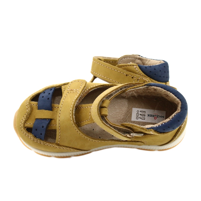 Sandali per ragazzi in pelle per velcro mazurek 1187 C. Jółty giallo 4