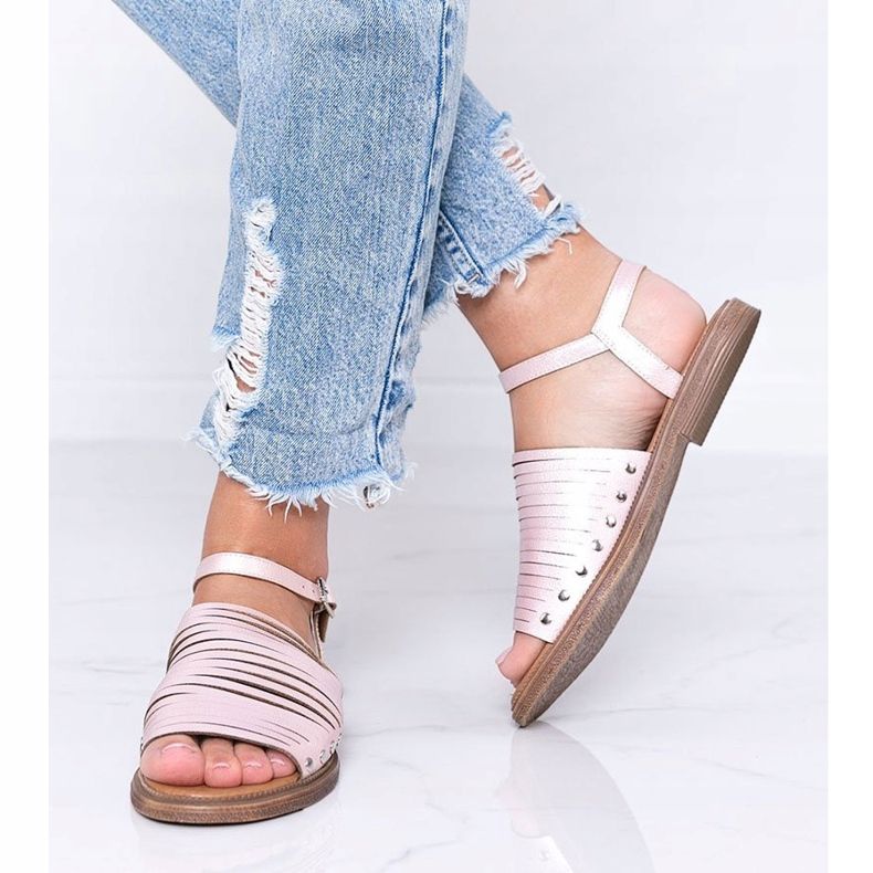 Sandali Brown Sun luccicanti rosa 1