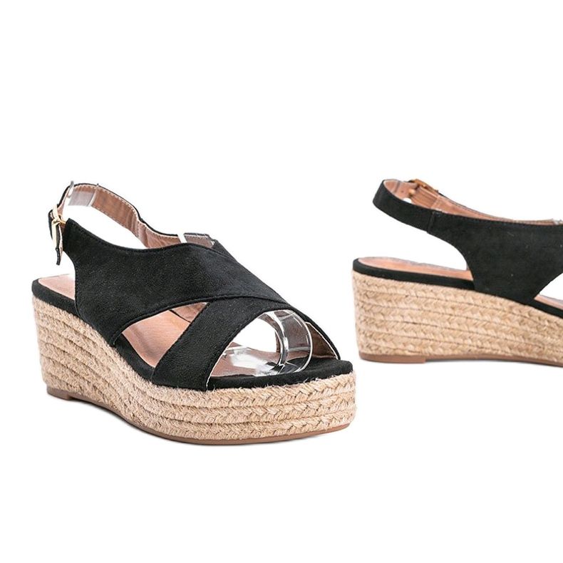 Espadrillas nere sulla zeppa di Marina nero 1