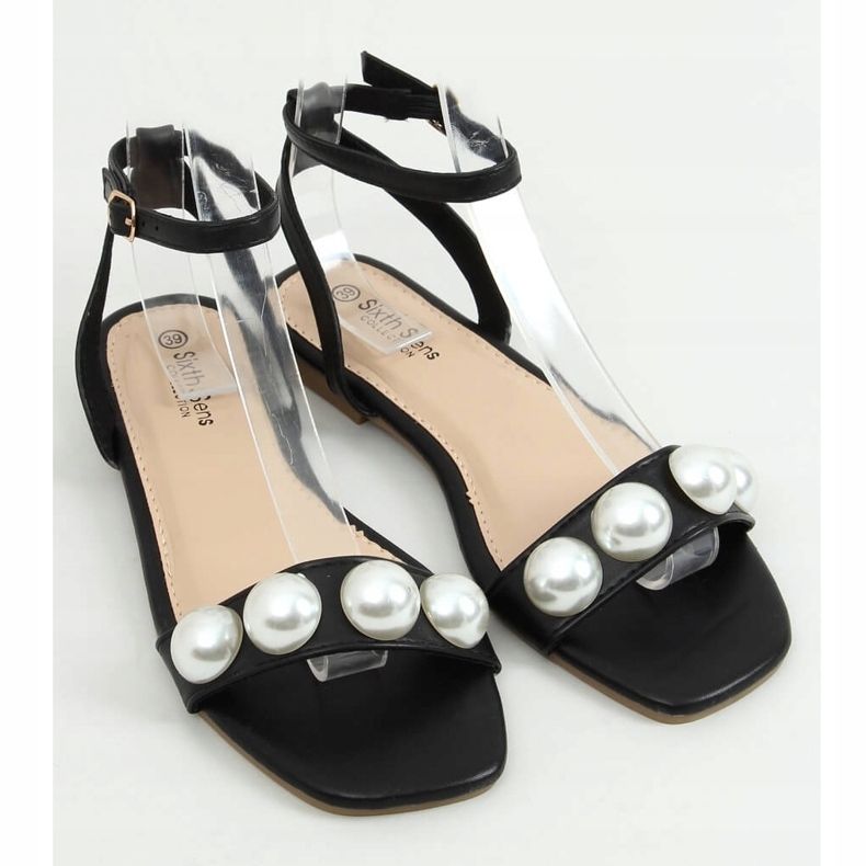 Sandali da donna neri con perle H19 Black nero 1