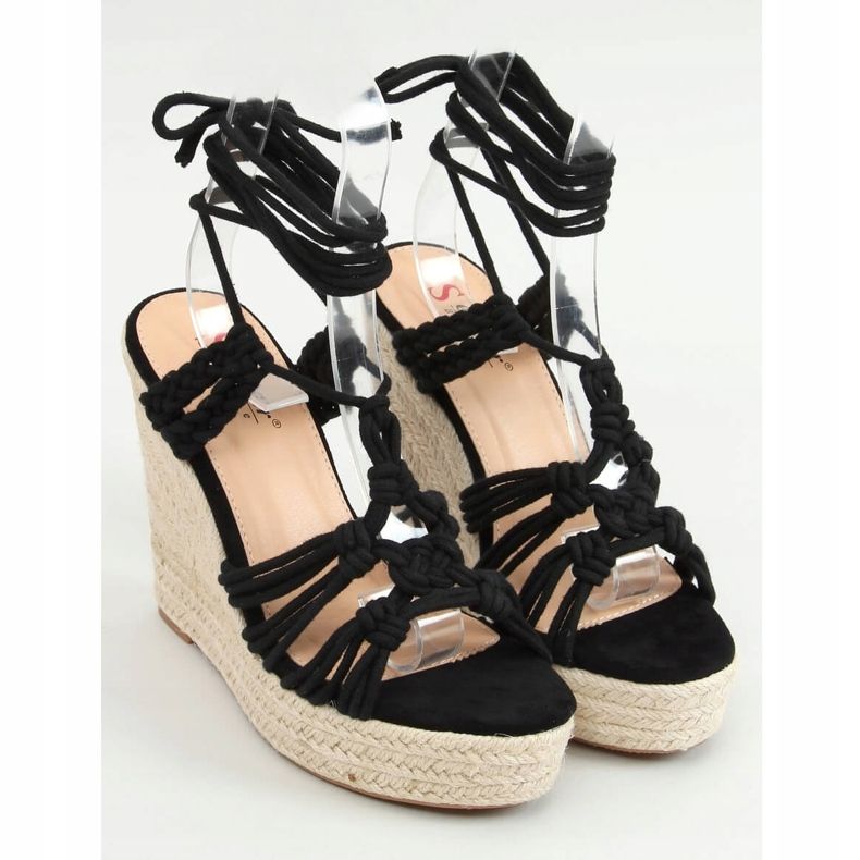 Espadrillas nere su una zeppa intrecciata nera M319P Black nero 1