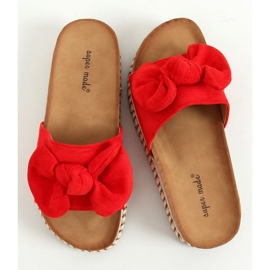 Red 7705 Pantofole rosse sulla suola decorata rosso 1