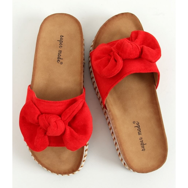 Red 7705 Pantofole rosse sulla suola decorata rosso 1