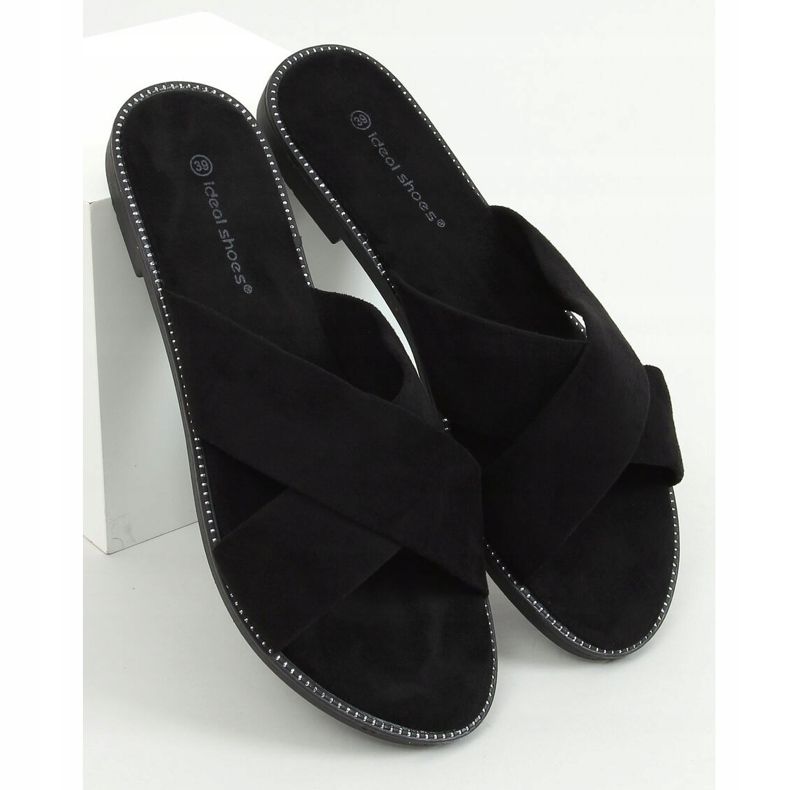 Pantofole incrociate da donna nere 5143 nere nero 1