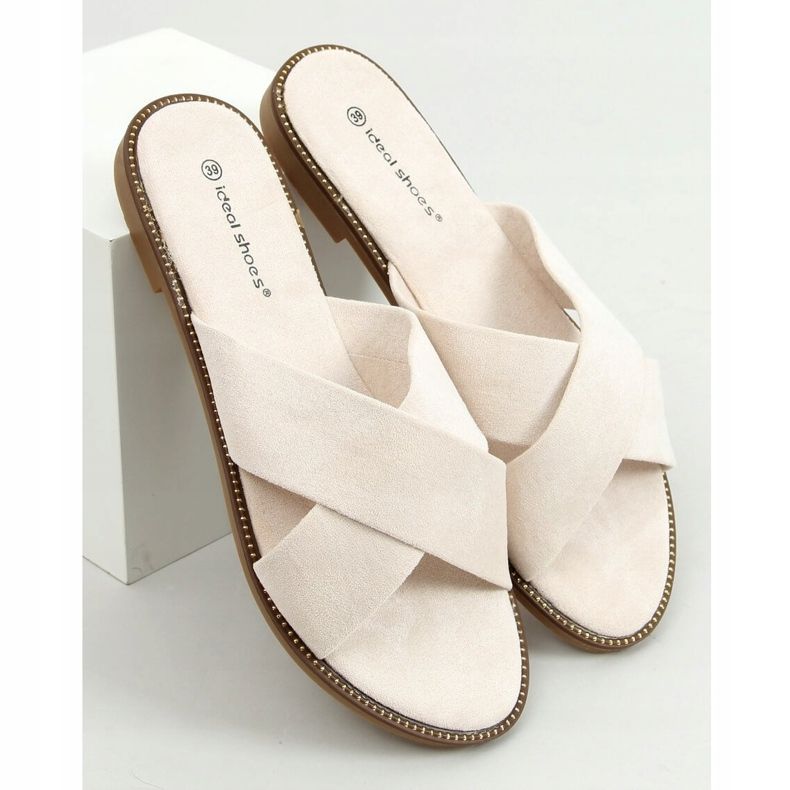Pantofole incrociate beige da donna 5143 Beige 1