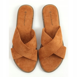 Pantofole incrociate da donna Camel 5143 Camel marrone 1
