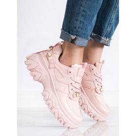 SHELOVET Sneakers Rosa Con Perle 2