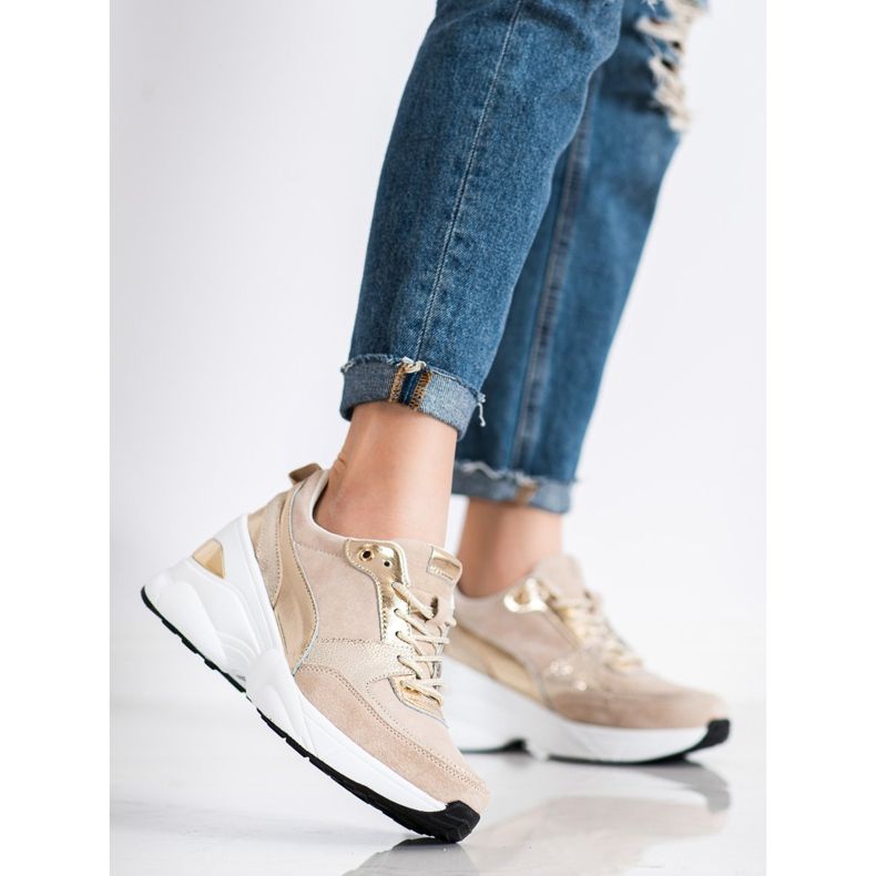 Filippo Sneakers con zeppa in pelle beige 2