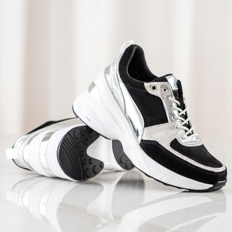 Filippo Sneakers con zeppa in pelle nero 1
