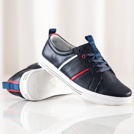 Filippo Scarpe sportive classiche in pelle blu navy 1