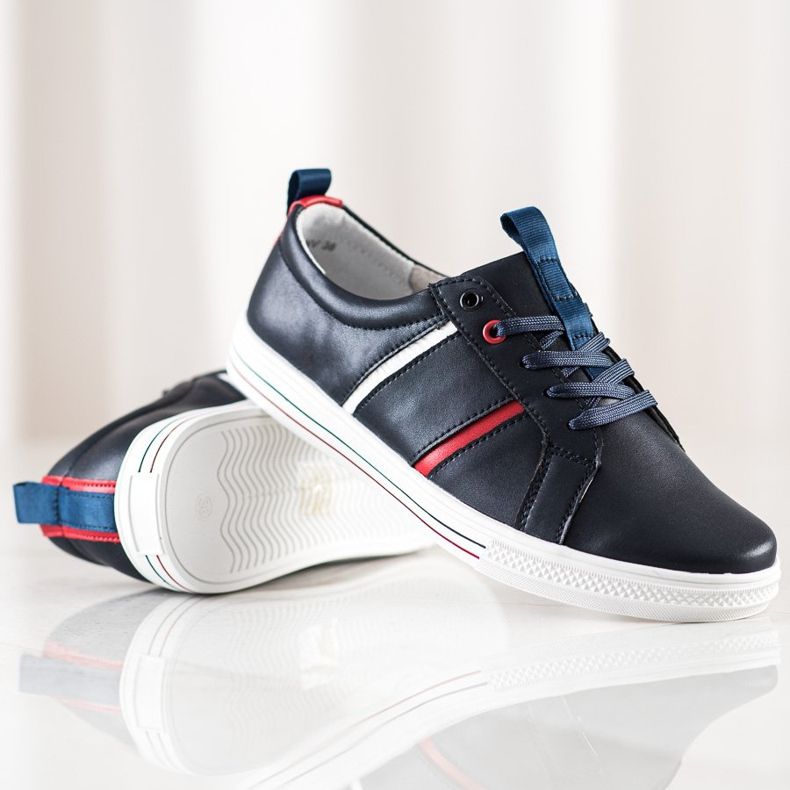 Filippo Scarpe sportive classiche in pelle blu navy 1