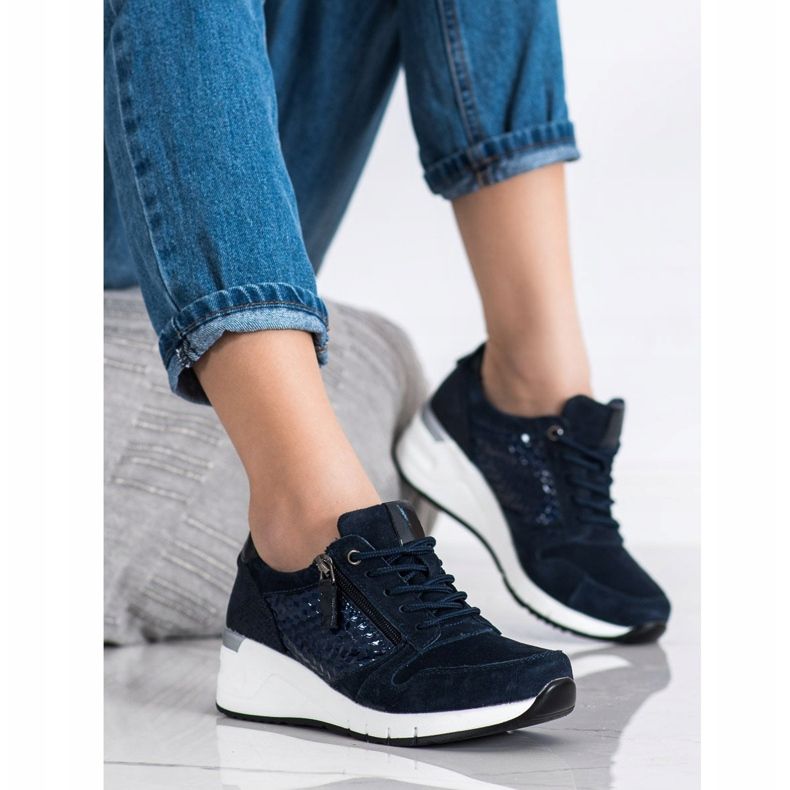 Filippo Sneakers in pelle blu scuro blu navy 1
