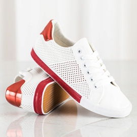 SHELOVET Sneakers traforate con inserto rosso bianco 1