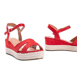 Espadrillas rosse sul cuneo Moon Rising rosso 1