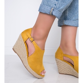 Sandali con zeppa senape Moko giallo 1