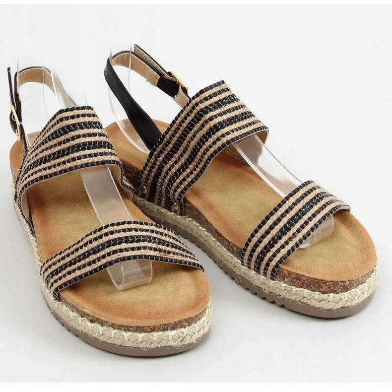 Sandali espadrillas nere FD-50 Black beige nero 1