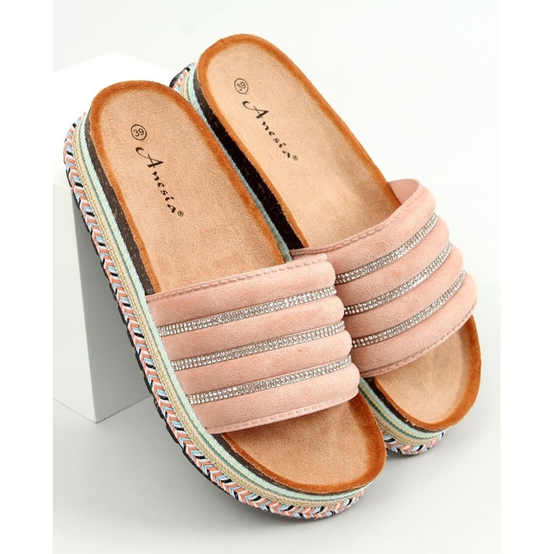 Pink N-96 Pantofole rosa sulla suola decorata 1