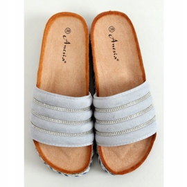 Blue N-96 Pantofole blu sulla suola decorata 1