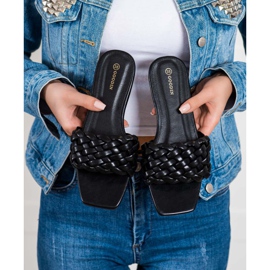 Goodin Pantofole in ecopelle intrecciata nero 2