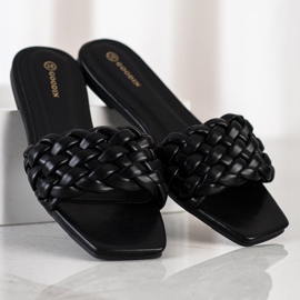 Goodin Pantofole in ecopelle intrecciata nero 1