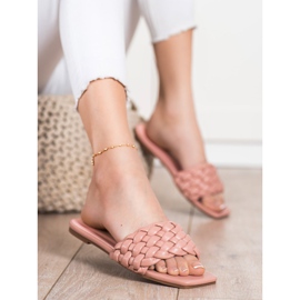 Goodin Pantofole in ecopelle intrecciata rosa 1