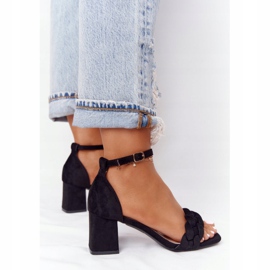 PS1 Sandali con tacco in pelle scamosciata neri di Long Island nero 1