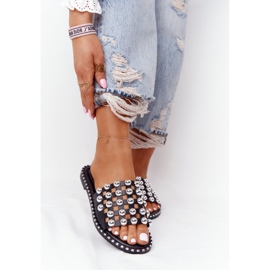 PS1 Ciabatte In Pelle Traforata Con Strass Nere Alana nero 1