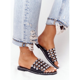 PS1 Ciabatte In Pelle Traforata Con Strass Nere Alana nero 2