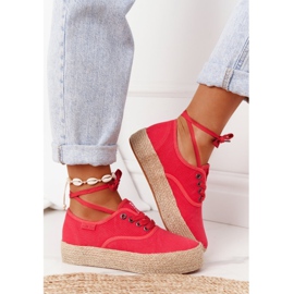 Espadrillas stringate su piattaforma intrecciata Big Star FF274141 Rosso 2