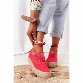 Espadrillas stringate su piattaforma intrecciata Big Star FF274141 Rosso 1