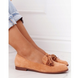 EVE Mocassini in pelle scamosciata con frange Camel Alicante marrone 1