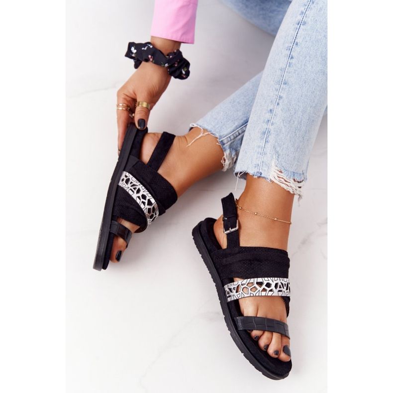 EVE Sandali da donna in pelle scamosciata neri e argento Asturie nero d'argento 1