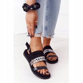 EVE Sandali da donna in pelle scamosciata neri e argento Asturie nero 2