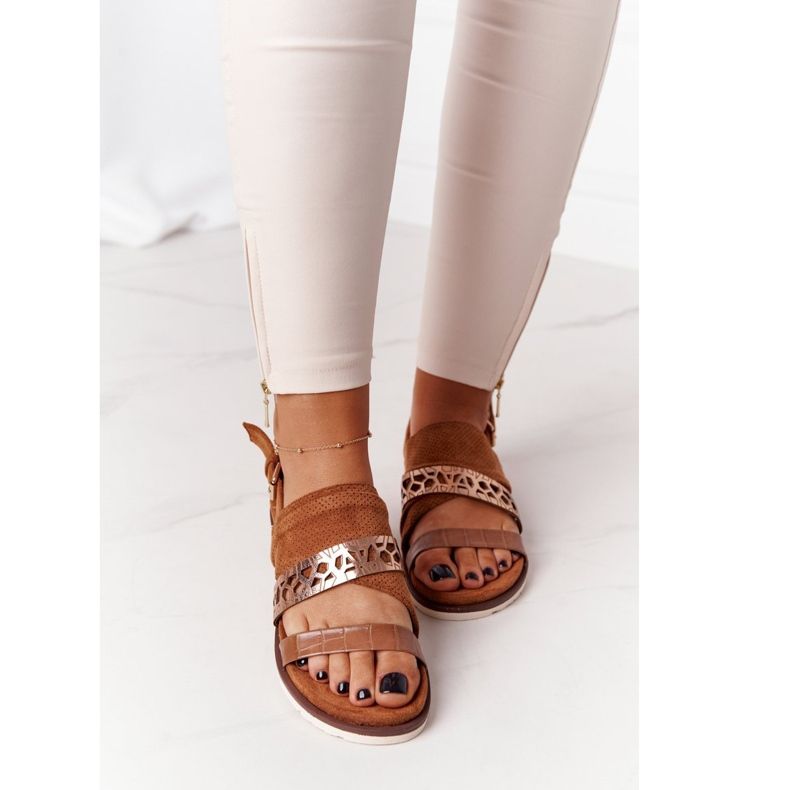 EVE Sandali in pelle scamosciata da donna Camel Asturias marrone 2
