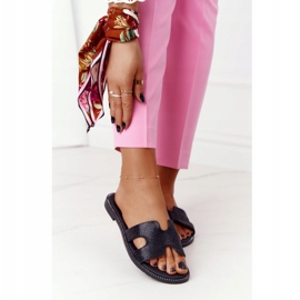 EVE Ciabatte In Pelle Con Cubic Zirconia Nero Modena 2