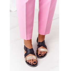 Sandali a coste dorati e neri nero 2