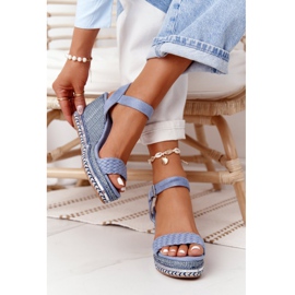 PG1 Sandali Con Zeppa Con Paillettes Blu Scilla 2