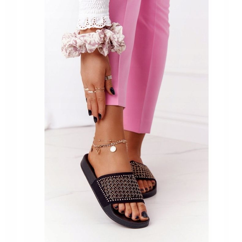 EVE Pantofole in gomma nera Tonya con paillettes nero 1